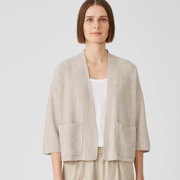 $200 NWT EILEEN FISHER Organic Linen Cotton Seed Cardigan XL